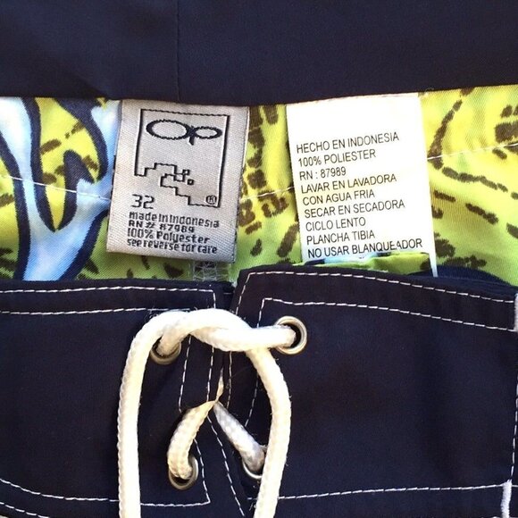 OP Men's size 32 Swim Trunks Board Shorts Bathing Suit Green White - Picture 5 of 5